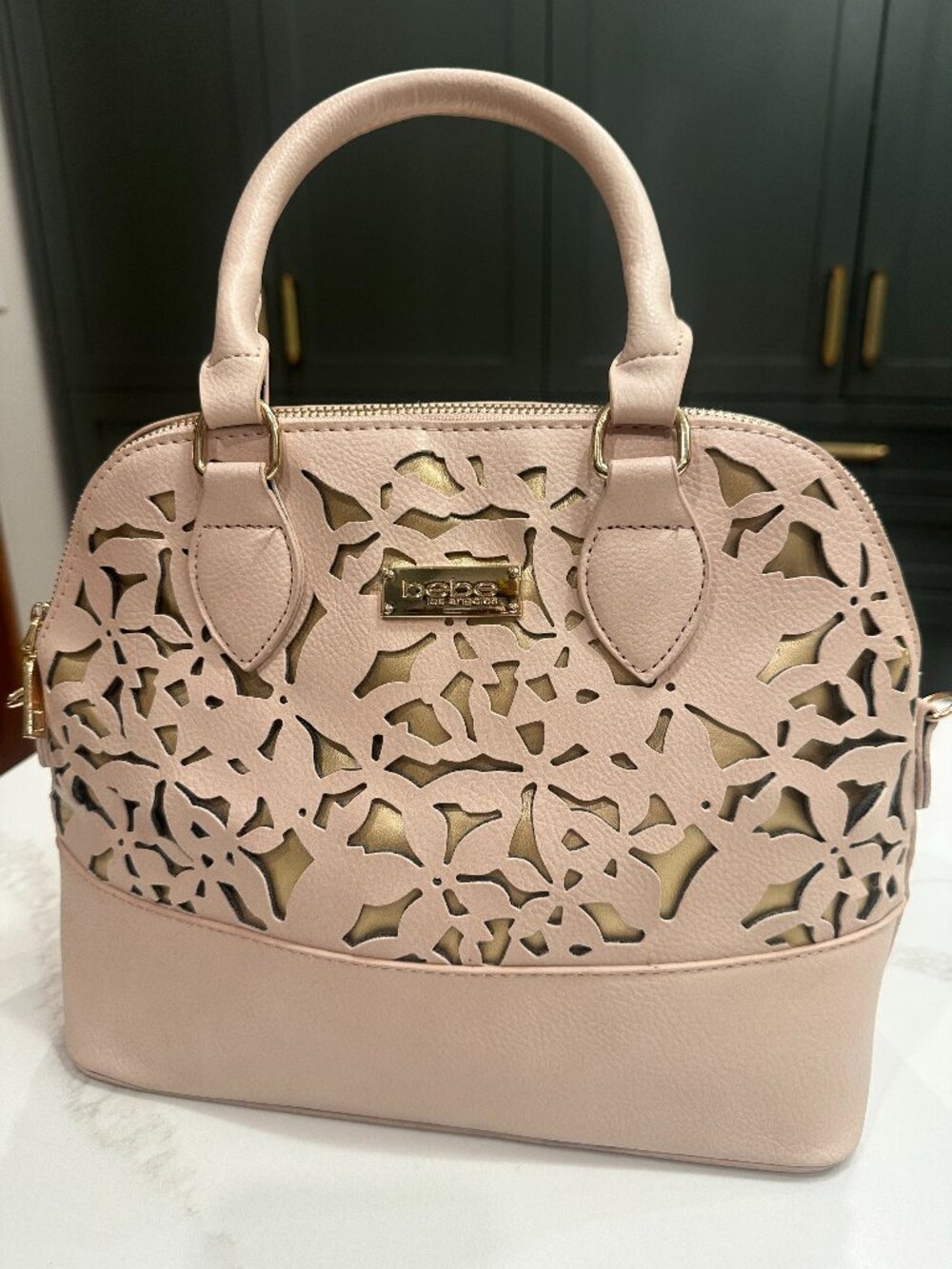 bebe Los Angeles Pink and gold Faux-Leather Bag